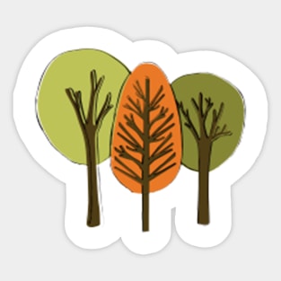 ORANGE GREEN TREES DESIGN Sticker